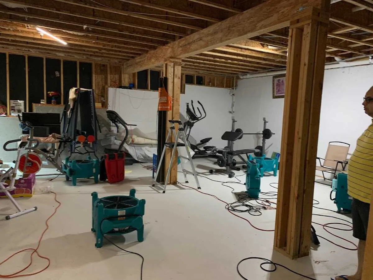 Basement drying equipment setup for Contents Cleaning & Restoration in Jerome